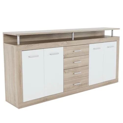 Komód, sonoma tölgyfa/fehér, JUNO - JACHIM NEW