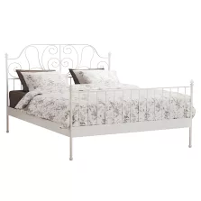   Fém ágy lécezett ráccsal, fém (fehér), 140x200, BEHEMOTH