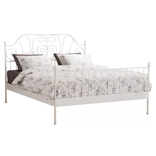 Fém ágy lécezett ráccsal, fém (fehér), 140x200, BEHEMOTH