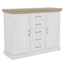   komód, 2-ajtós 5 fiókkal, északi sosna/vadtölgy, ROYAL K2D