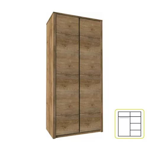 kétajtós szekrény, sötét tölgy lefkas, MONTANA S2D