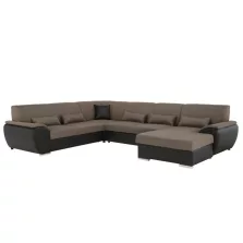   ülőgarnitúra U alakban, szövet barna/textilbőr barna, jobbos, EMILY U