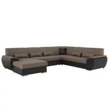   ülőgarnitúra U alakban, szövet barna/textilbőr barna, balos, EMILY U