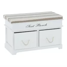   Lóca párnával, 2 fiók, fehér/világosbarna, SEAT BENCH 1 NEW