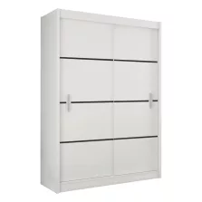 Szekrény tolóajtóval, fehér/fekete, MERINA 150