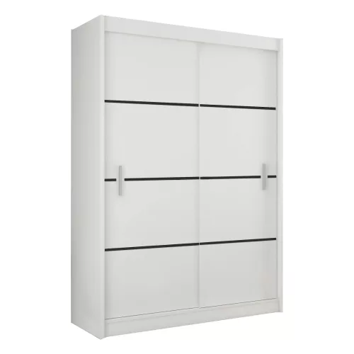 Szekrény tolóajtóval, fehér/fekete, MERINA 150