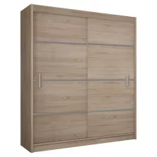 Sekrény tolóajtóval, tölgy sonoma/szürke, MERINA 203