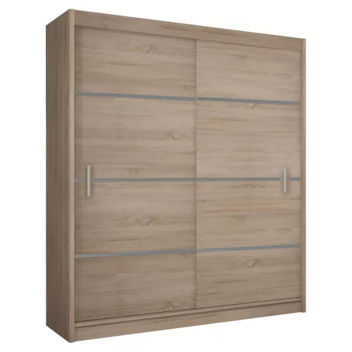 Sekrény tolóajtóval, tölgy sonoma/szürke, MERINA 203