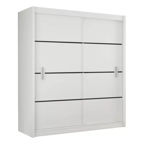 Szekrény tolóajtóval, fehér/fekete, MERINA 203