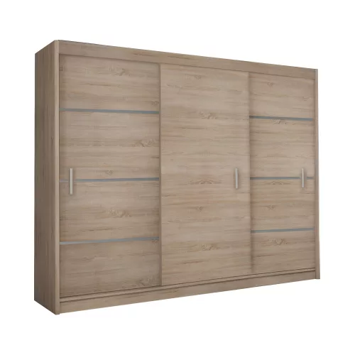 Szekrény tolóajtóval, tölgy sonoma/szürke, MERINA 250