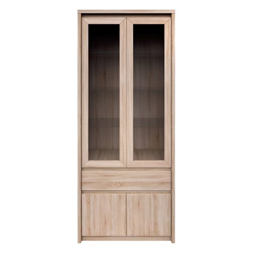 Vitrines szekrény, DTD laminált, tölgy sonoma, NORTY TYP 3