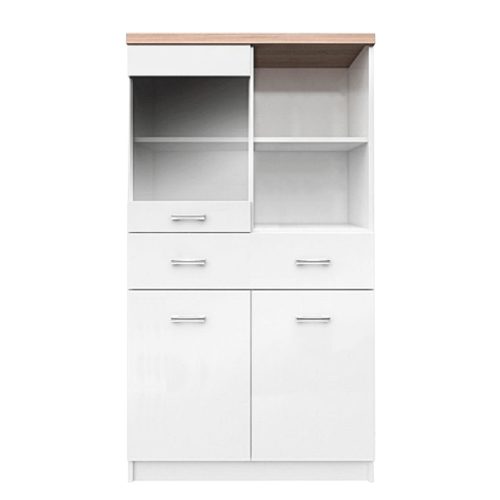 Vitrines szekrény 2D1W1S/80, fehér/tölgy sonoma, TOPTY TYP 02