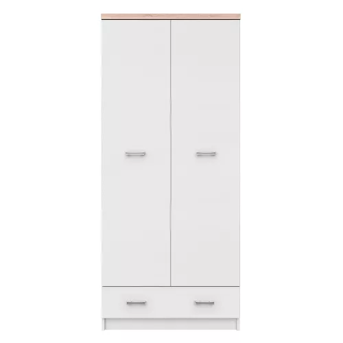 kétajtós szekrény 2D1S, fehér/tölgy sonoma, TOPTY TYP 01
