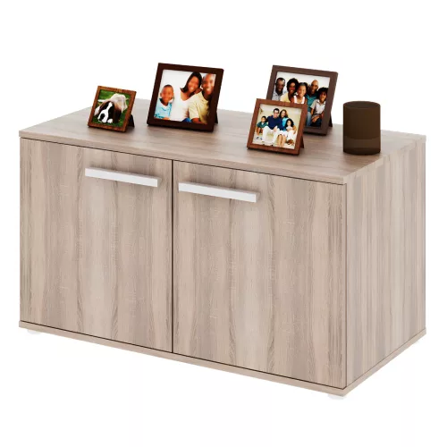 Alacsony szekrény 2-ajtós, DTD laminált, tölgy sonoma, DUNAJ TYP7