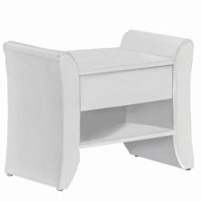 Éjjeliszekrény, fehér textilbőr, BOLTON