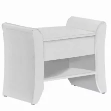 Éjjeliszekrény, fehér textilbőr, BOLTON