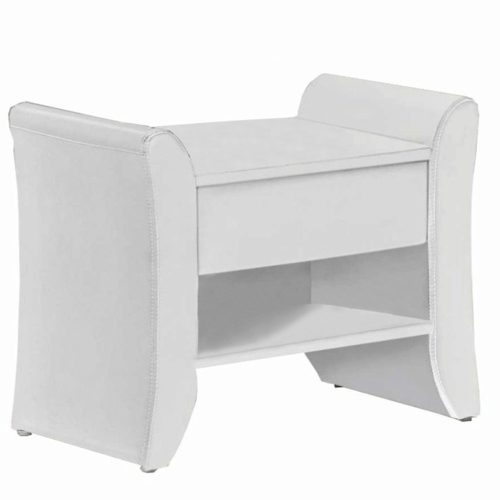 Éjjeliszekrény, fehér textilbőr, BOLTON