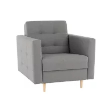 Teljesen kárpitozott fotel, szürke anyag, AMEDIA