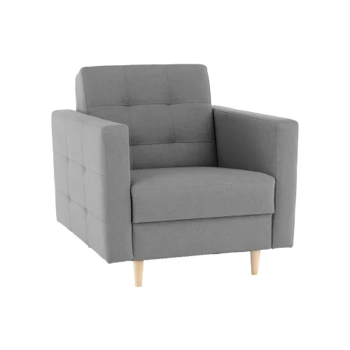 Teljesen kárpitozott fotel, szürke anyag, AMEDIA