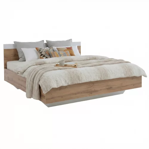 Dupla ágy, 180x200, tölgy wotan/fehér, GABRIELA