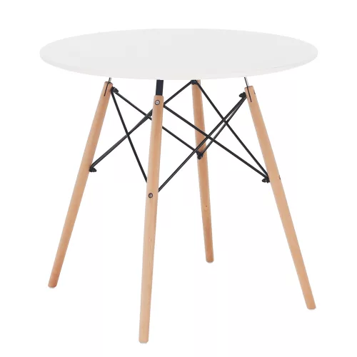 Étkezőasztal, fehér/bükk, átmérő 60 cm, GAMIN NEW 60