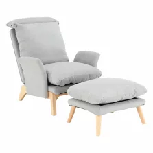 Fotel lábtartóval, világosszürke/természetes, ZANDER