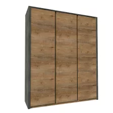   Szekrény háromajtós, tölgy lefkas sötét/smooth szürke, MONTANA S3D