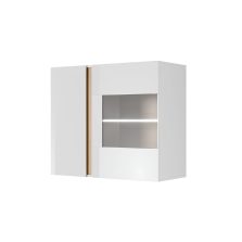   Fali vitrines szekrény 96, fehér/tölgy grandson/magasfényű fehér, CITY