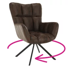   Dizájnos pörgő fotel, szövet, csiszolt bőr hatással barna/fekete, KOMODO