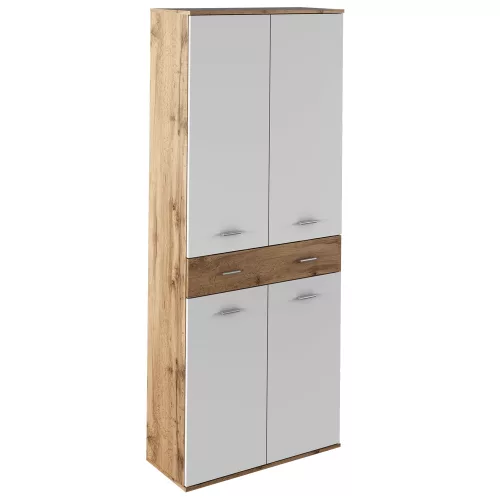 Szekrény TYP 1, wotan tölgy/fehér, CYRIL