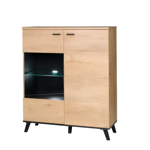 Komód, tölgyfa lefkas/fekete, SIRAN TYP 4