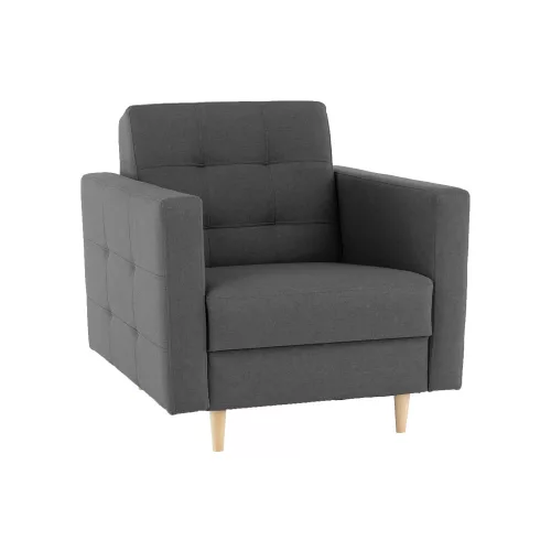 Kárpitozott fotel, sötérszürke anyag, AMEDIA