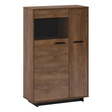 Komód/Vitrin, bolzano tölgy/fekete, balos, DELIS C1