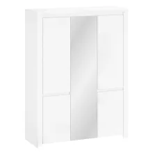 Szekrény 5D tükörrel, fehér fényes, LINDY