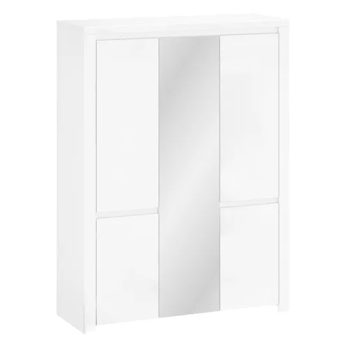 Szekrény 5D tükörrel, fehér fényes, LINDY