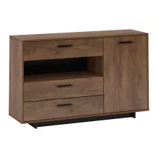 Komód, bolzano tölgy/fekete, DELIS E