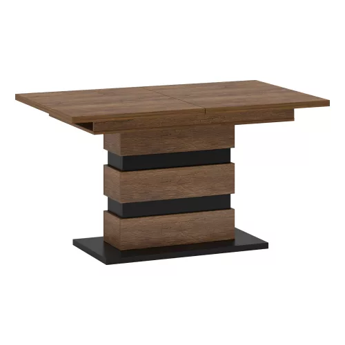 Széthúzható étkezőasztal, bolzano tölgy/fekete, 140-180x86 cm, DELIS S