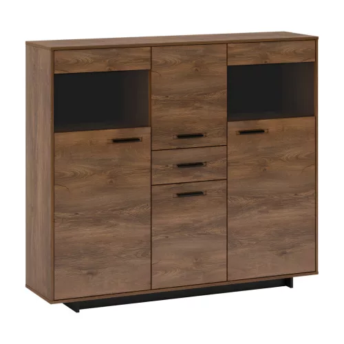 Komód, bolzano tölgy/fekete, DELIS K