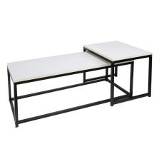   2 dohányzóasztal szett, matt fehér/fekete, KASTLER NEW TYP 2