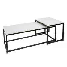   2 dohányzóasztal szett, matt fehér/fekete, KASTLER NEW TYP 2