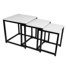   3 dohányzóasztal szett, matt fehér/fekete, KASTLER NEW TYP 3