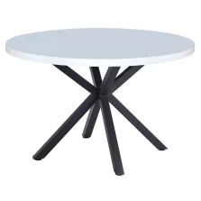 Étkezőasztal, fehér matt/fekete, átmérő 120 cm, MEDOR