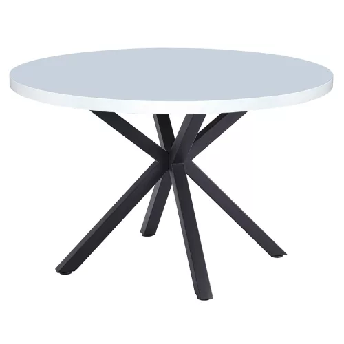 Étkezőasztal, fehér matt/fekete, átmérő 120 cm, MEDOR