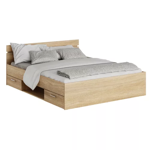 Ágykeret, 160x200, sonoma tölgyfa, MICHIGAN NEW