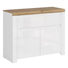 Komód 2D1S, fényes fehér/wotan tölgy, VILGO