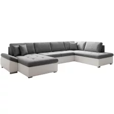 Kinyitható ülőgarnitúra, fehér/szürke, jobbos, MATAR U