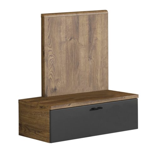 Éjjeliszekrény, ribeck tölgy/sötét grafit, balos, ARMENY 8XX3AT1L