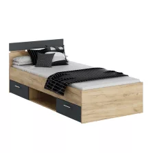 Ágykeret, 90x200, artisan tölgy/grafit, MICHIGAN NEW