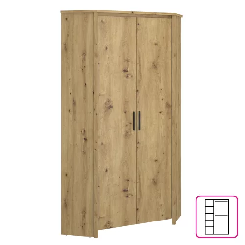 Sarokszekrény 2D, artisan tölgy, AIRON