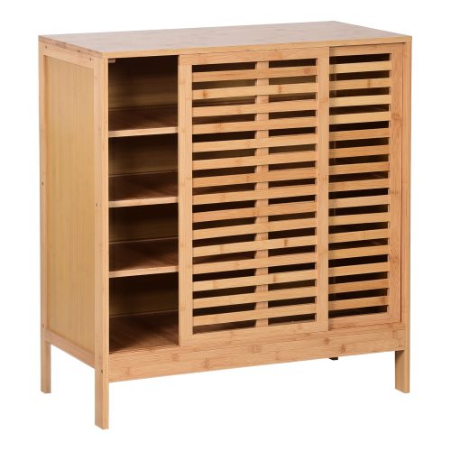 Cipőtartó, 4 polcos, bambusz, NALDO